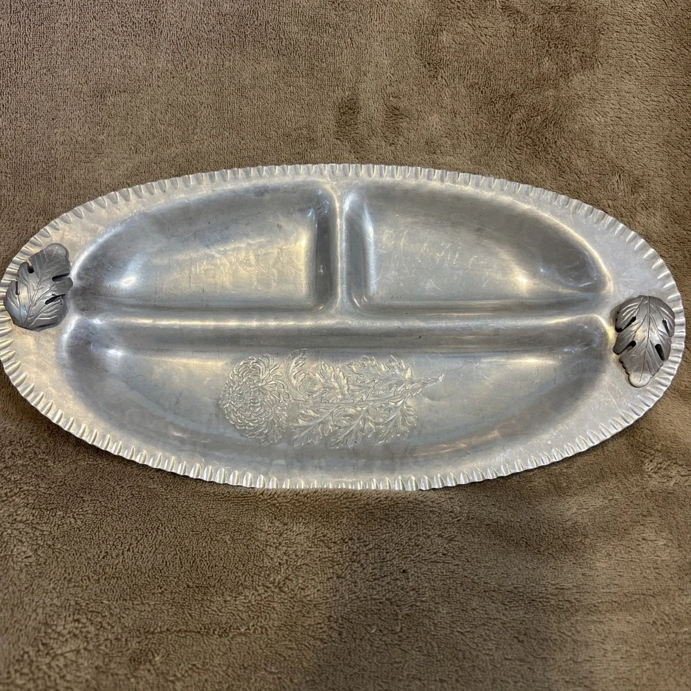 Vintage Trade Continental Mark Silverlook Hand Wrought Aluminum Divided Tray 637